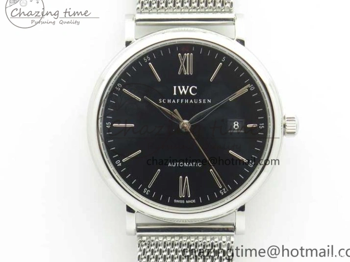 MIROTIME 0405 FastDry Portofino IW356501 SS V3 MK 1:1 Best Edition Black Dial On SS Mesh Bracelet MIYOTA 7195